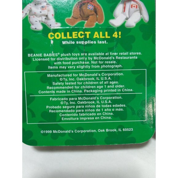 TY Beanie Babies McDonalds International Bears LOT of 4-ALL w/ Errors NEW *RARE* - Picture 14 of 15